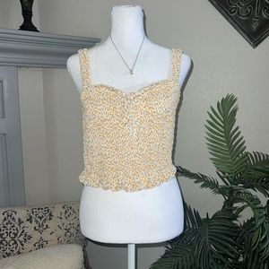 Adorable Sunshine Yellow Floral Crop Top